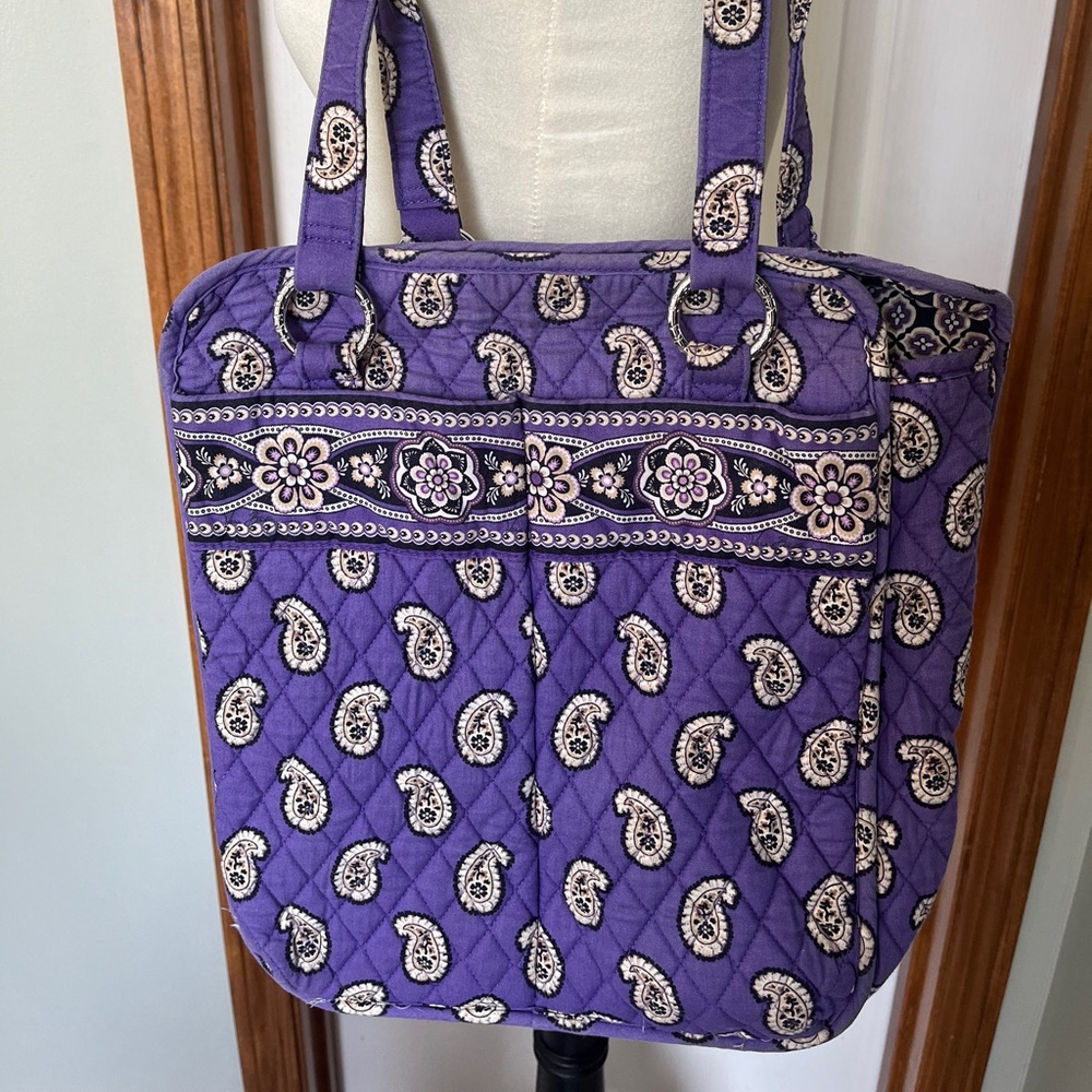 Vera Bradley purple tan paisley shoulder bag magnetic clasps
